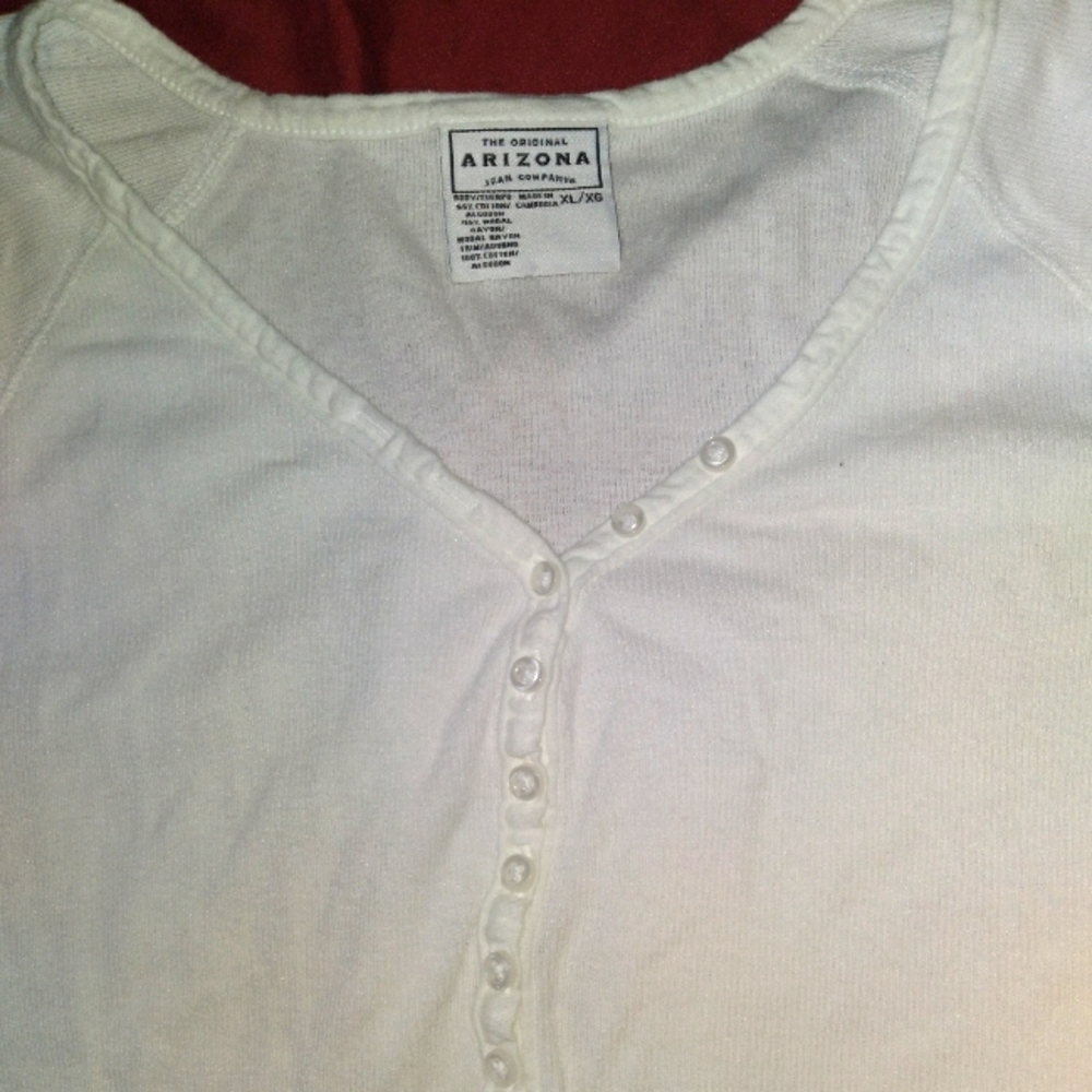 Arizona White Tee w/buttons, Size XL